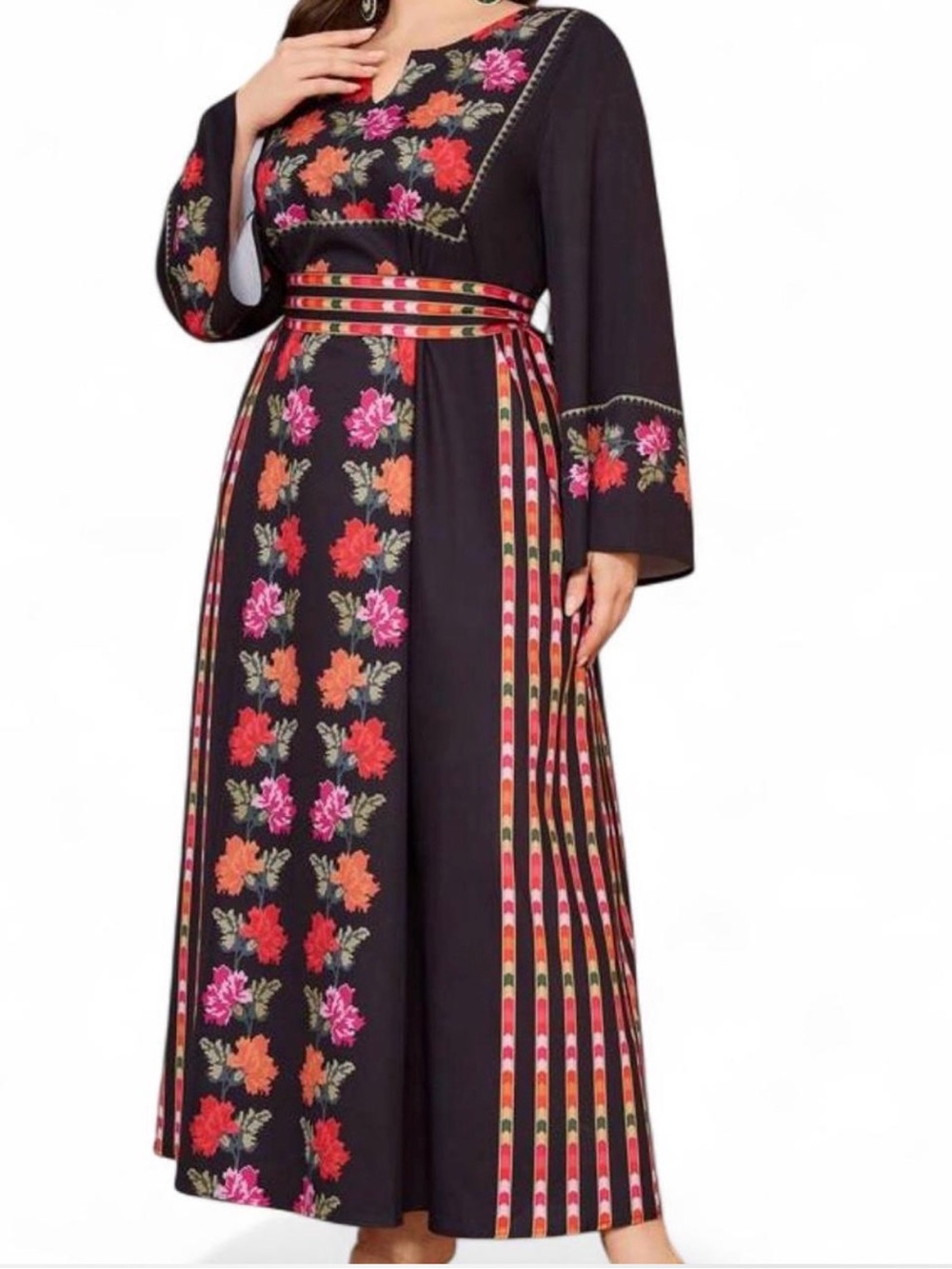 Black Floral Embroidered Maxi Dress